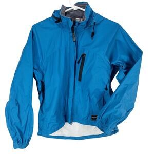 Vintage REI Staff Jacket Women’s Small Microfiber Hooded Windbreaker Travel Blue